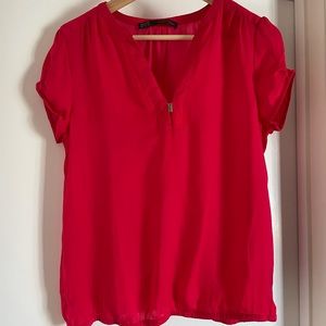 Zara basic hot pink shirt sleeves top
